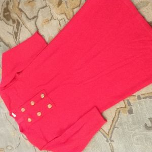 Vintage red wool blend dress with goldtone lion head knocker embellishments